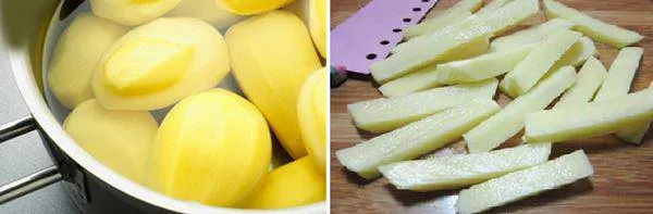 Cutting potatoes into uniform sticks