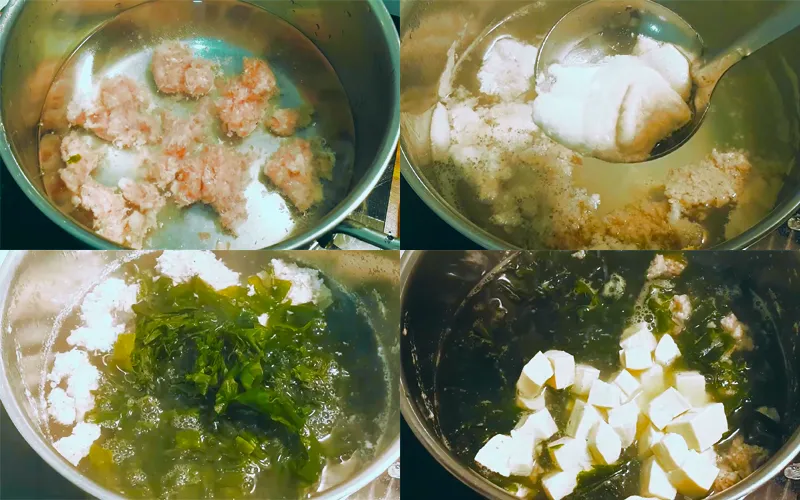Cooking Seaweed Tofu Soup