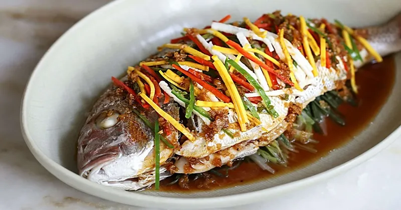 Finished soy sauce steamed fish