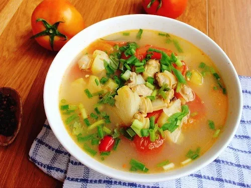Receta de sopa de almejas agria con piña