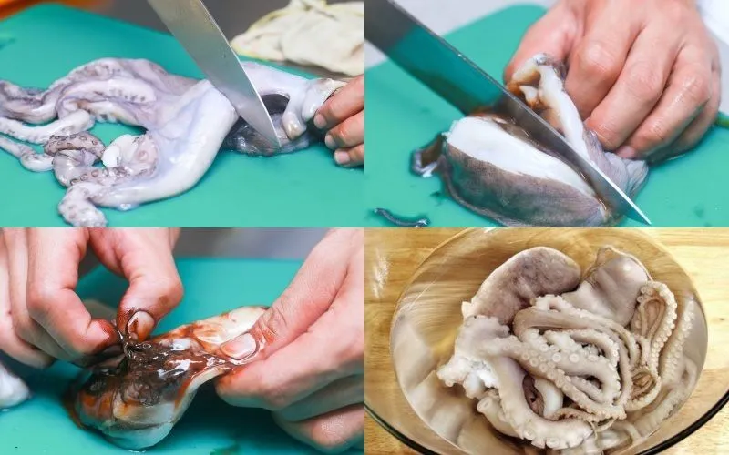 Preparación de pulpo fresco