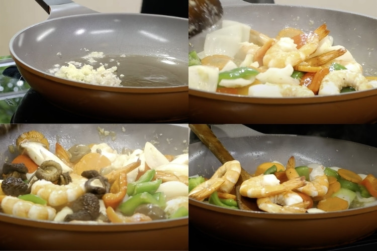 Stir-Frying Shrimp and Shiitake Mushroom