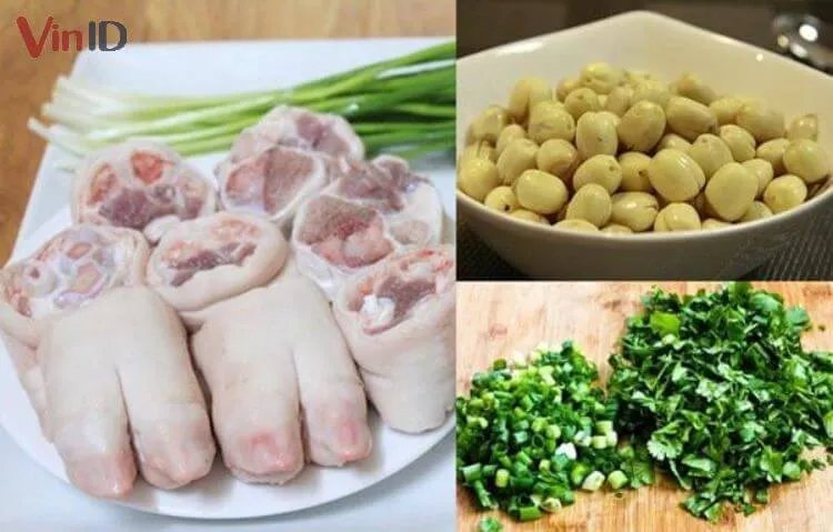 Nguyên liệu chế biến món canh giò heo hầm hạt sen