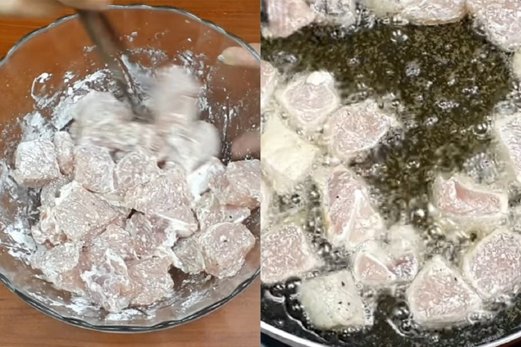 Lightly Frying Pork Adds Crispiness to the Dish