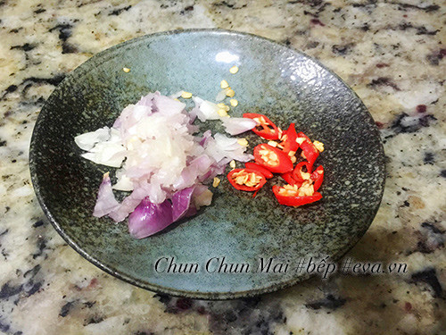 Preparing shallots and chili