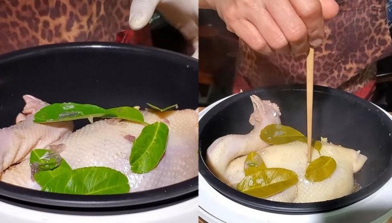 Gà hấp muối ớt bằng nồi cơm điện