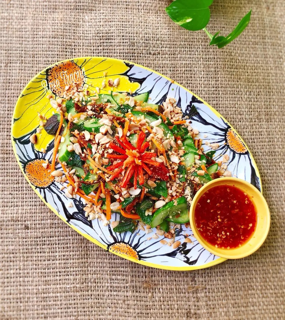 Cucumber and Beef Jerky Salad with Accompaniments