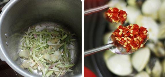 Cocinar los mejillones al vapor con lemongrass