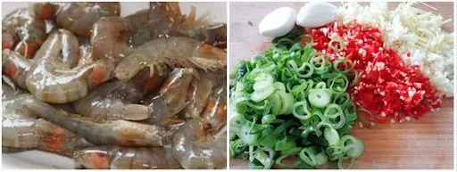Preparing shrimp and other ingredients