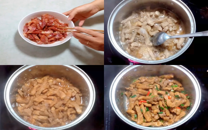 Braising the pork with fish sauce