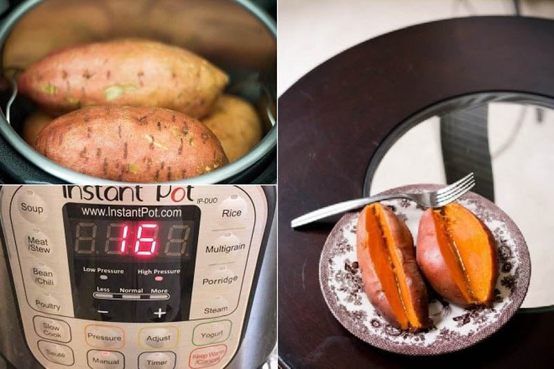 Boiling sweet potatoes in a pressure cooker