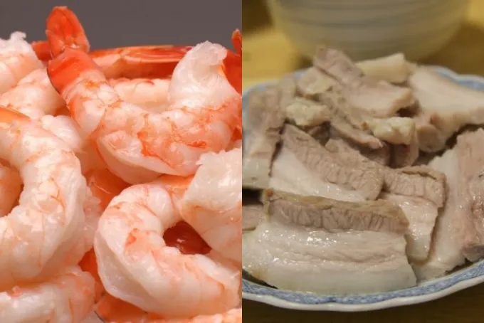 Boiling Pork and Shrimp for Banana Blossom Salad