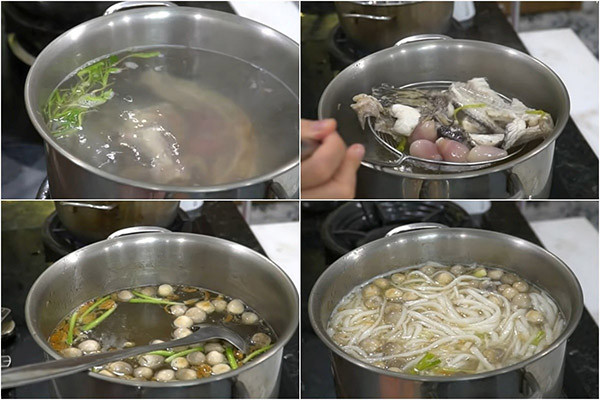 Cooking the noodle soup broth