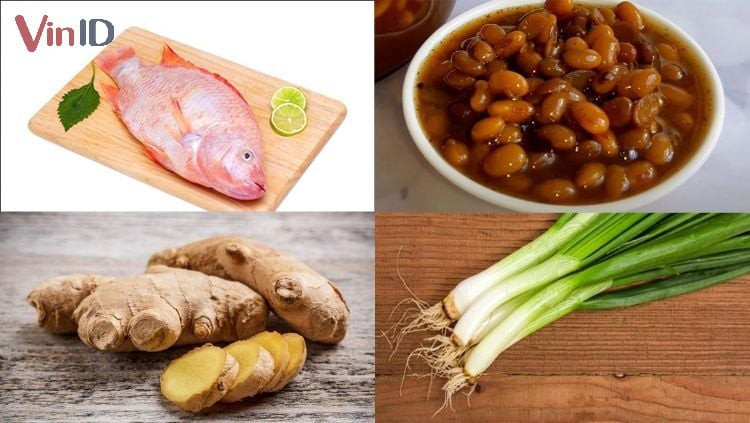 Ingredientes principales para preparar pescado en salsa de soja con semillas