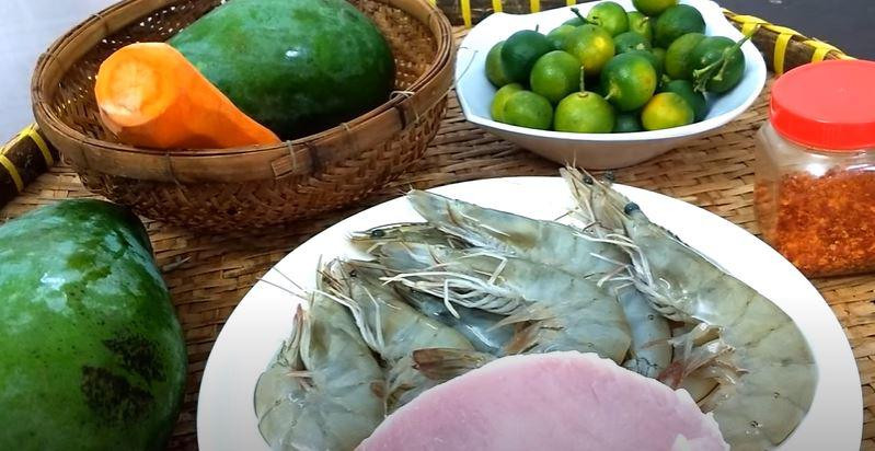 Nguyên liệu chính để làm gỏi tôm xoài xanh