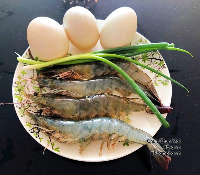 Nguyên liệu cho món trứng chiên tôm
