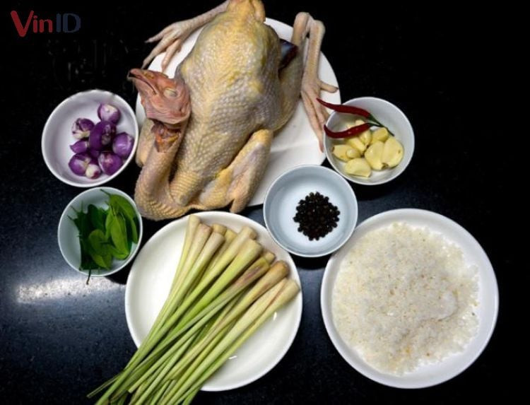 Nguyên liệu để làm gà hấp gừng