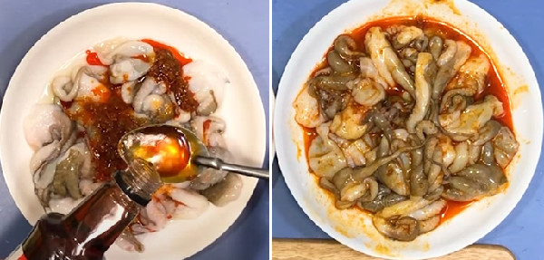 Ingredients for spicy sate stir-fried octopus