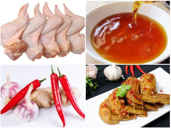 Ingredients for fish sauce fried chicken wings