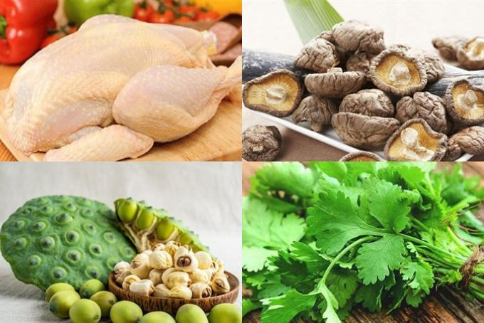 Nguyên liệu làm gà kho hạt sen