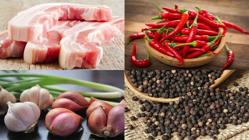 Nguyên liệu làm thịt kho tiêu