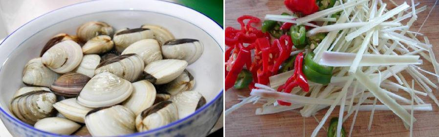 Nguyên liệu nấu canh nghêu sả