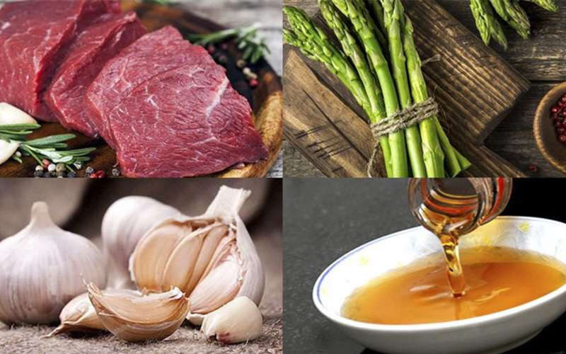 Ingredients for beef and asparagus stir-fry