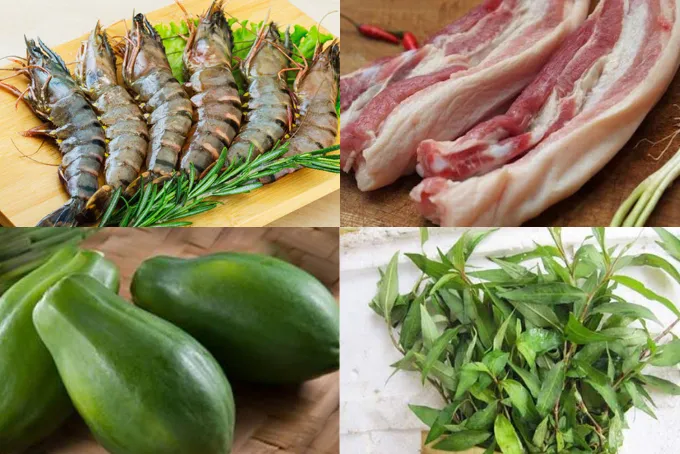 Nguyên liệu làm gỏi hoa chuối tôm thịt