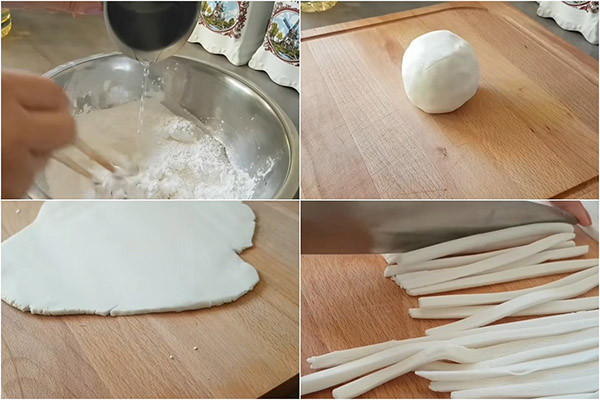 Kneading, rolling, and cutting the noodles