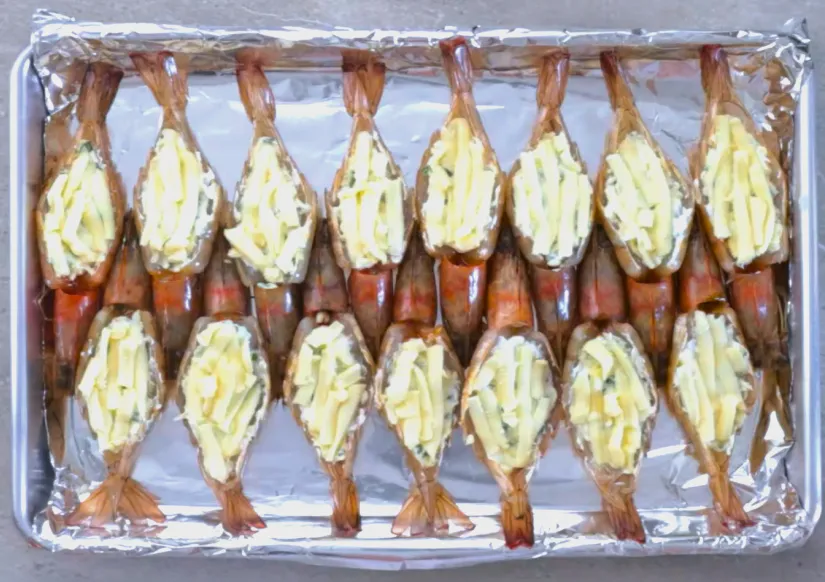 Hornear gambas con queso