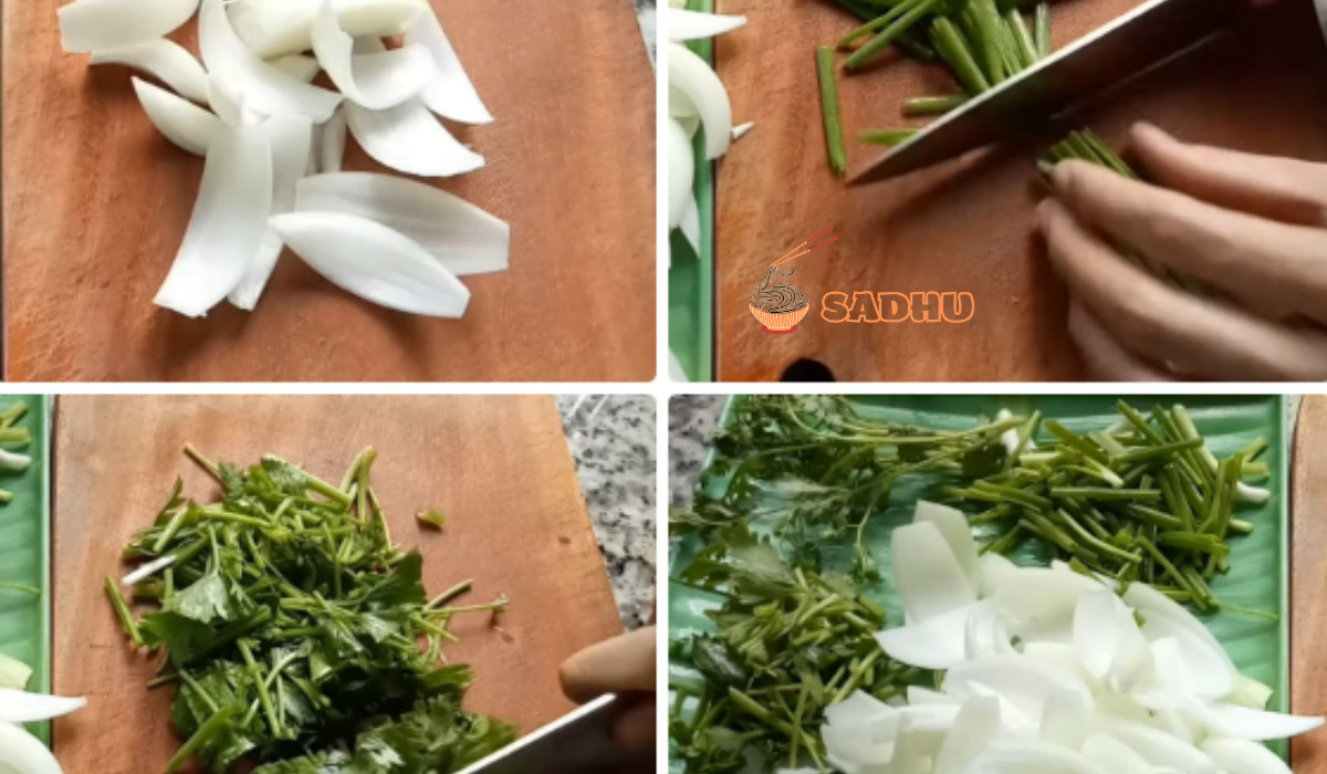 Preparación de los ingredientes para el bò xào sa tế