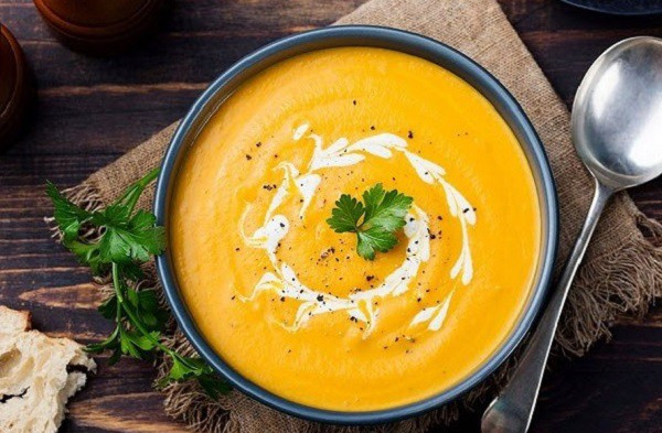 Completed and appealing European-style pumpkin soup