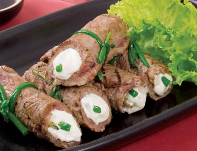 Producto final de los rollitos de ternera con queso al horno