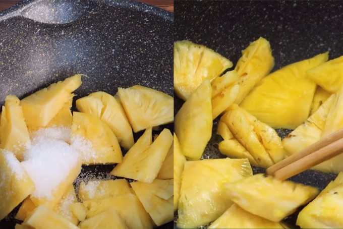 Sautéing delicious pineapple