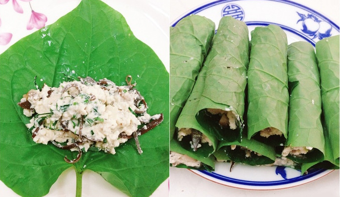 Enrollar la ensalada de hojas de loto