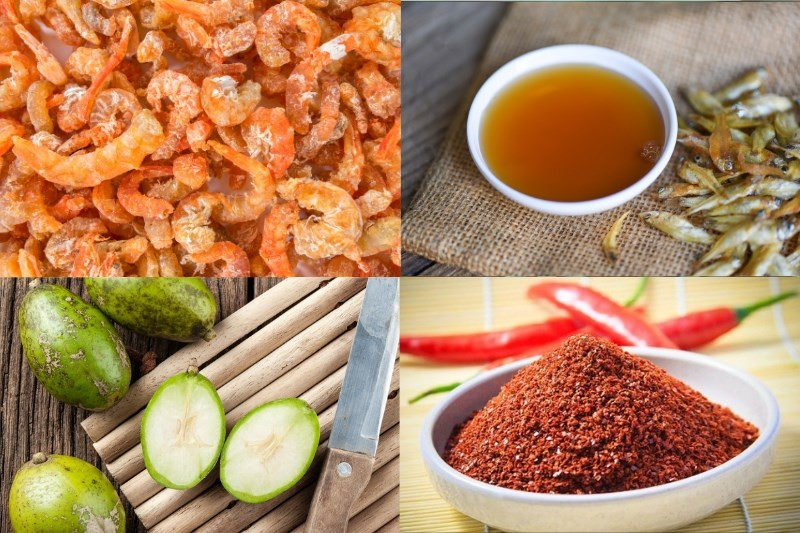 Nguyên liệu cần thiết để làm gỏi cóc xanh tôm khô