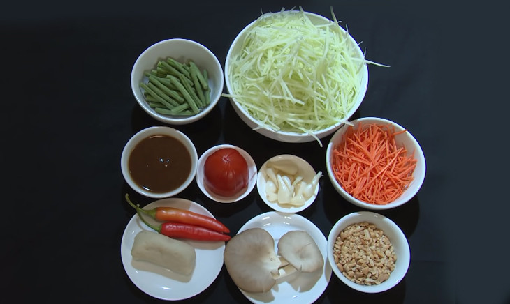 Nguyên liệu làm gỏi chay kiểu Thái