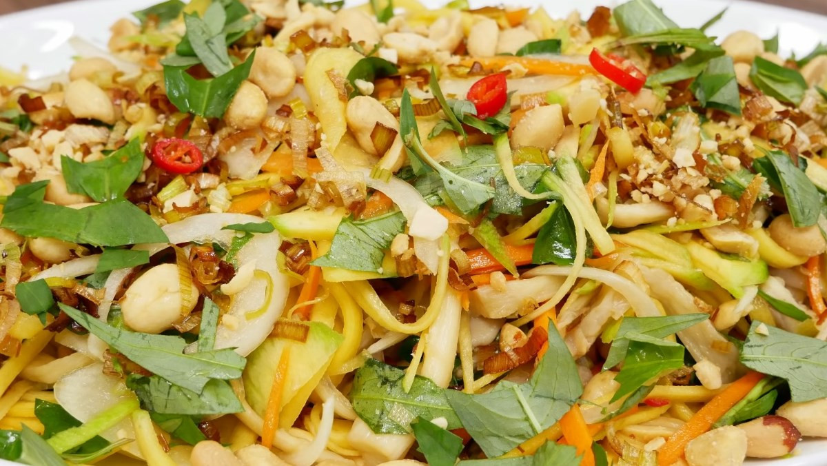 Nguyên liệu làm gỏi nấm bào ngư hạt điều chay