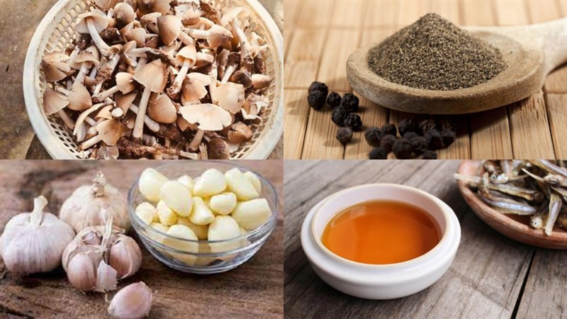 Nguyên liệu làm nấm mối kho tiêu cay