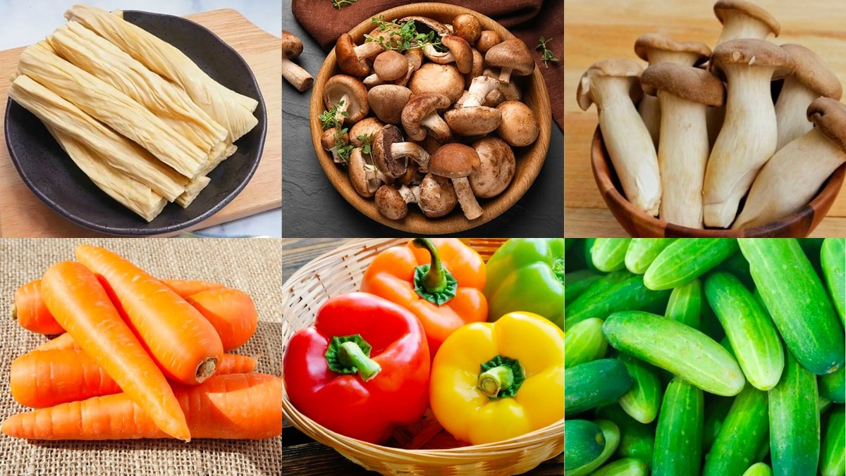 Nguyên liệu tàu hũ ky kho nấm đông cô