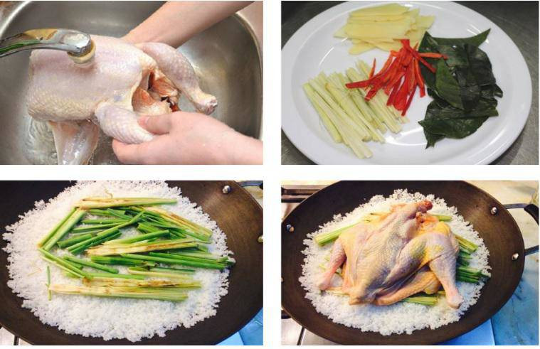 Prepare basic ingredients for lemongrass salt-steamed chicken