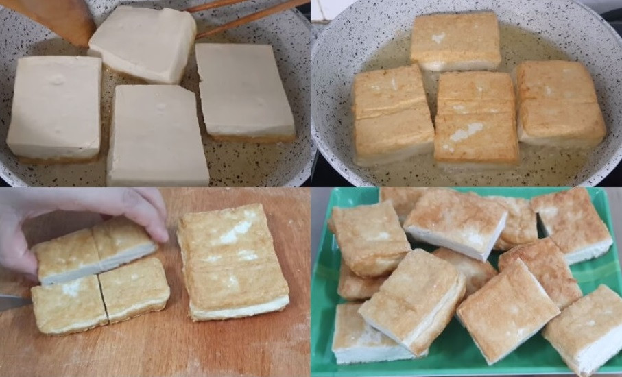 Preparación de ingredientes para tofu con lemongrass y chiles