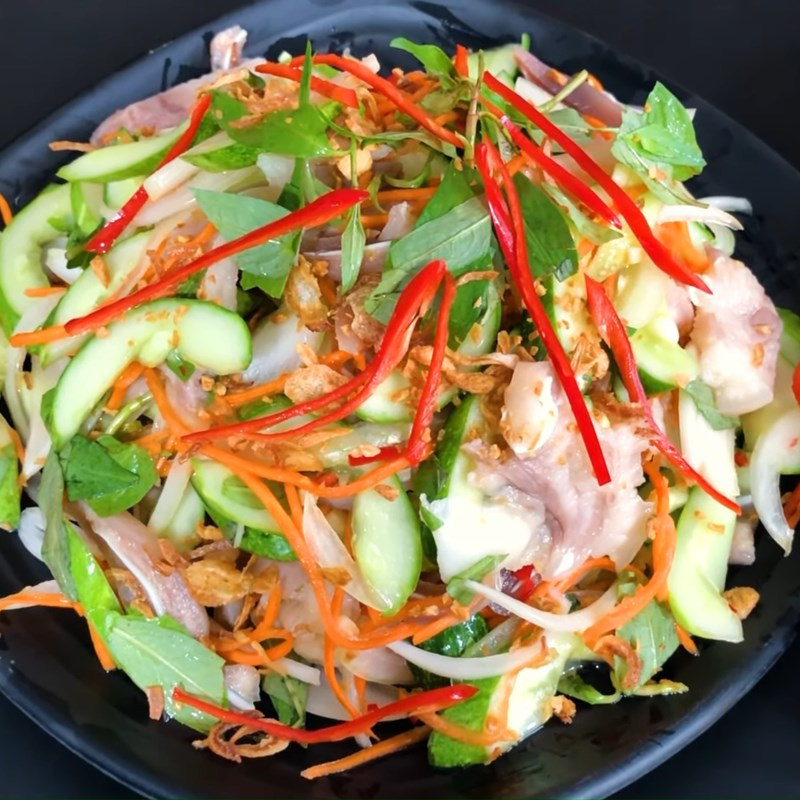 Finished pork ear and cucumber salad