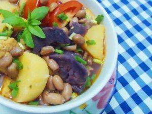 Finished vegan purple sweet potato salad