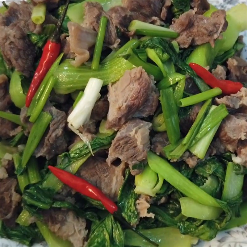 Thành phẩm thịt bò xào cải thìa