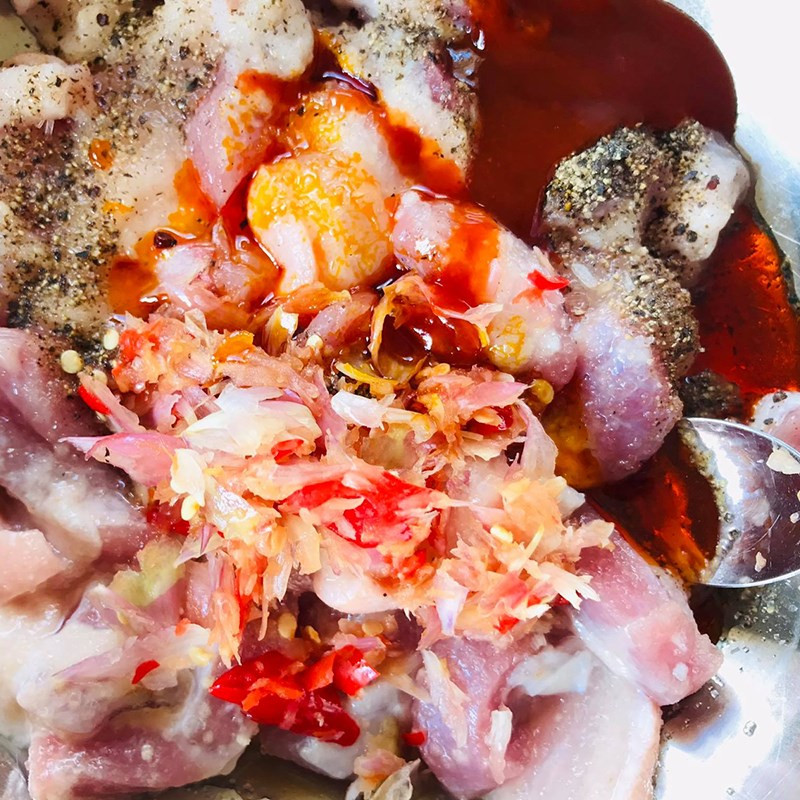 Marinating the pork belly