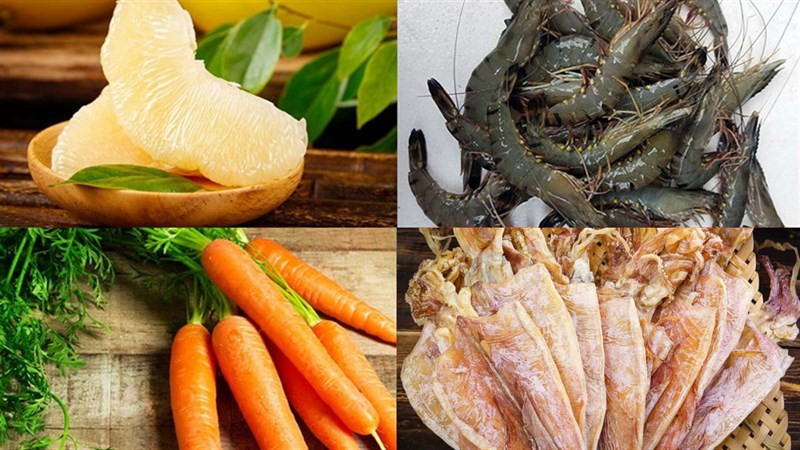 Sơ chế nguyên liệu làm gỏi bưởi khô mực