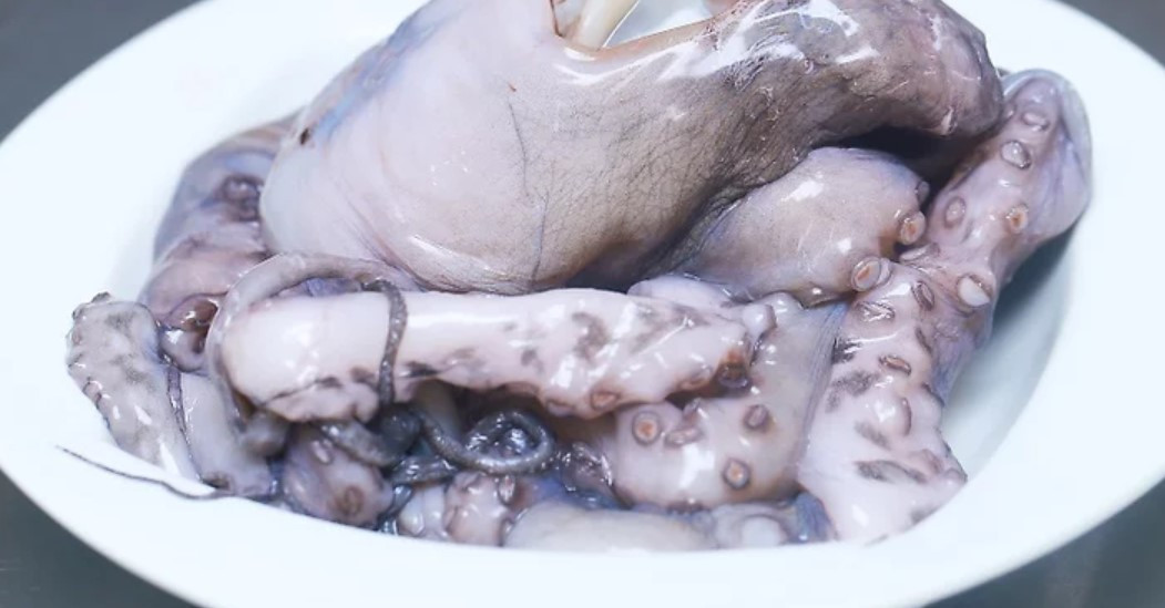 Rửa sạch bạch tuộc với nước