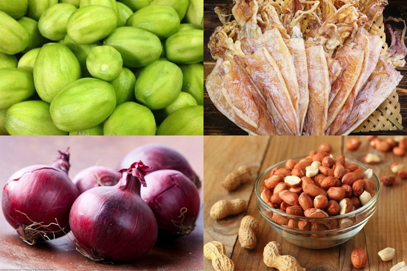 Nguyên liệu làm gỏi cóc xanh mực khô