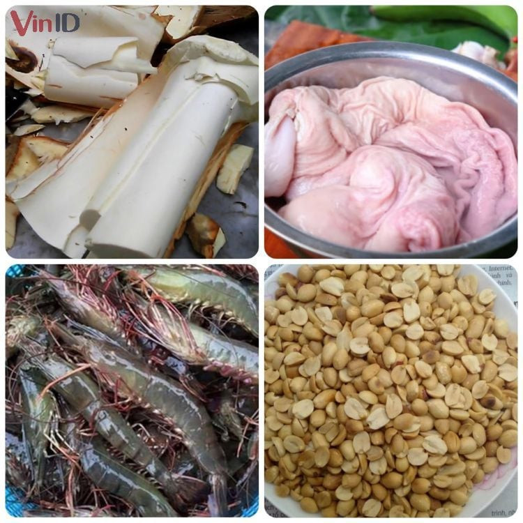 Ingredientes para la ensalada de palmito con estómago de cerdo